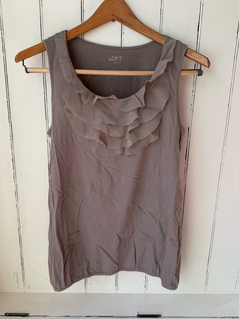 Loft Gray Frill Collar Tank Top